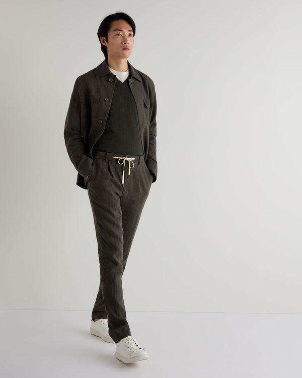 N.peal Men's Burlington V Neck Cashmere Sweater In Arabica Khaki Green