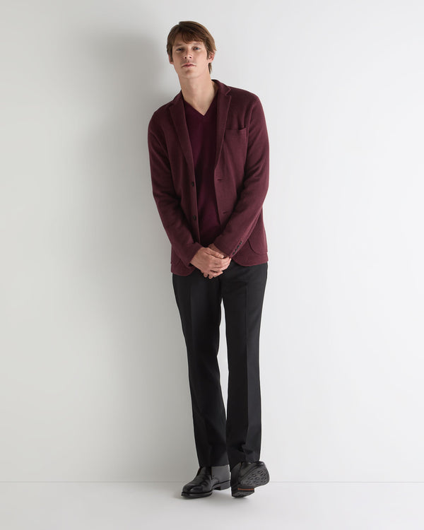 N.peal Men's Burlington V Neck Cashmere Sweater In Bordeaux Red