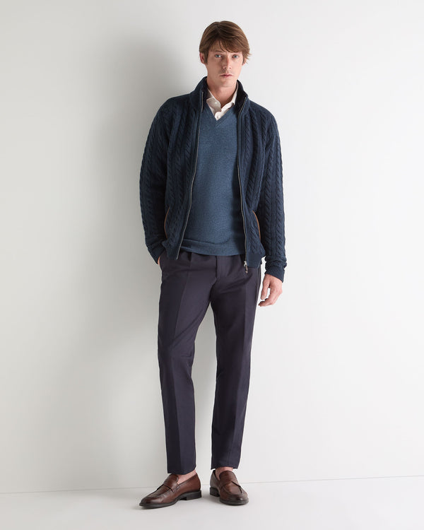 N.peal Men's Burlington V Neck Cashmere Sweater In Light Denim Blue