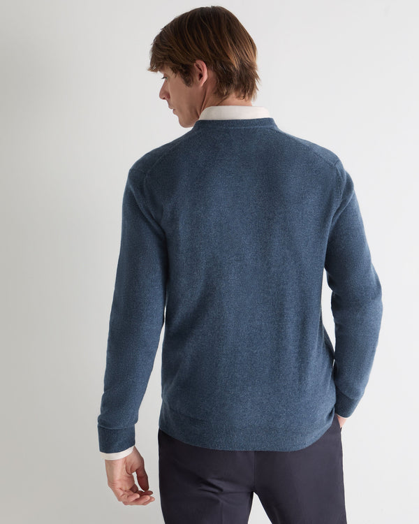 N.peal Men's Burlington V Neck Cashmere Sweater In Light Denim Blue