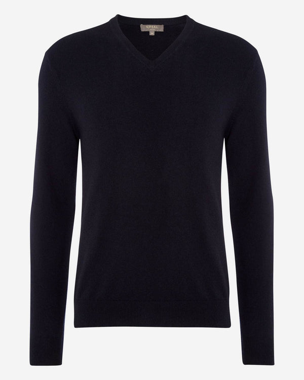 N.peal Men's Burlington V Neck Cashmere Sweater In Navy Blue