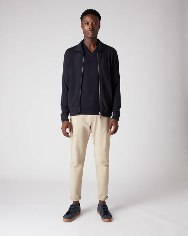 N.peal Men's Burlington V Neck Cashmere Sweater In Navy Blue