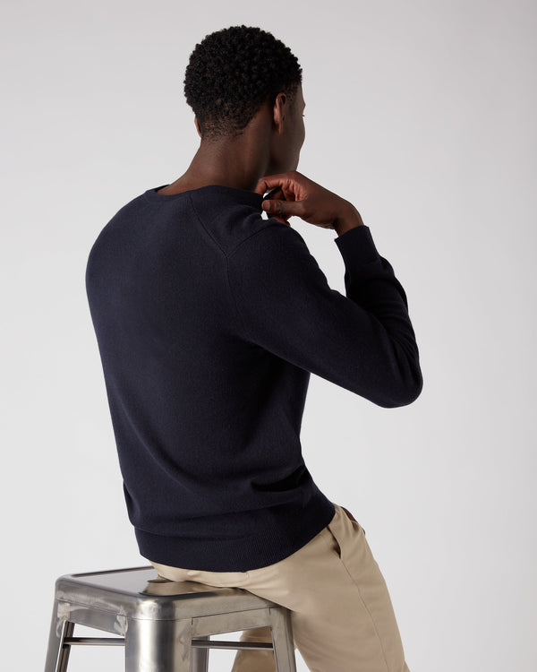 N.peal Men's Burlington V Neck Cashmere Sweater In Navy Blue