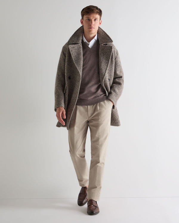 N.peal Men's Burlington V Neck Cashmere Sweater In Otter Brown