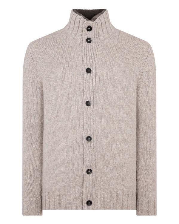 N.peal Men's Button Through Cashmere Cardigan With Fur In Basilica Beige Brown