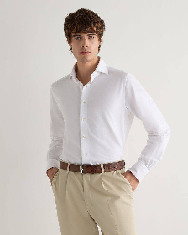 n.peal Men's Cannes Soft Cotton Flannel Shirt In White