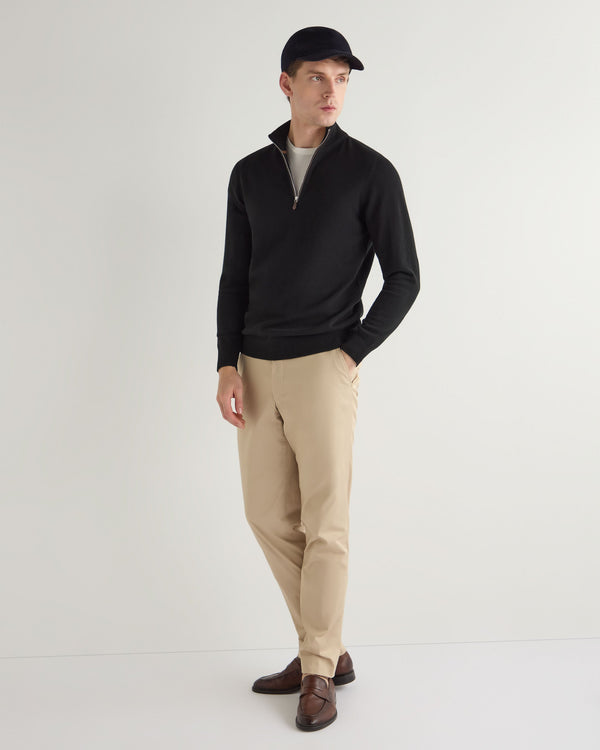 N.peal Men's Carnaby Half Zip Cashmere Sweater In Black