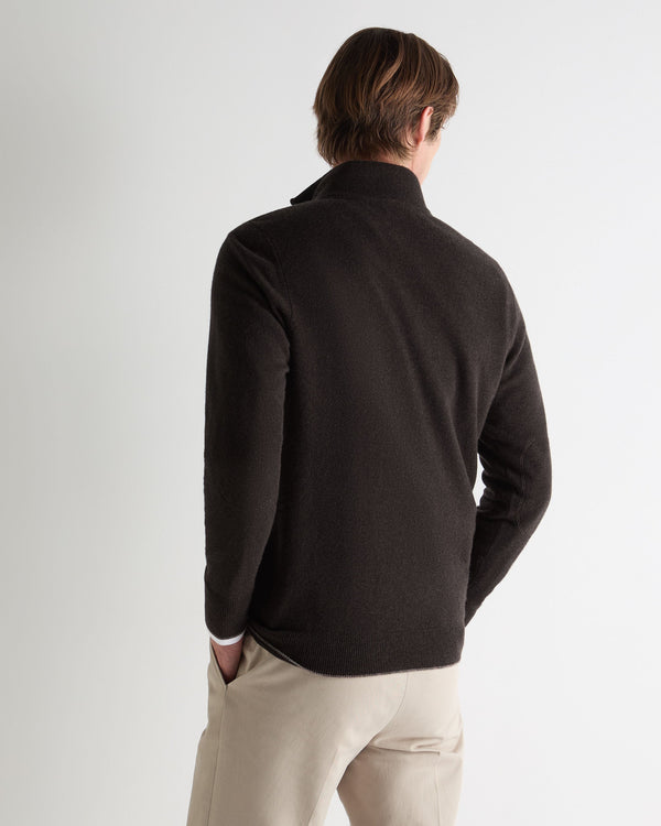 N.peal Men's Carnaby Half Zip Cashmere Sweater In Chocolate Brown