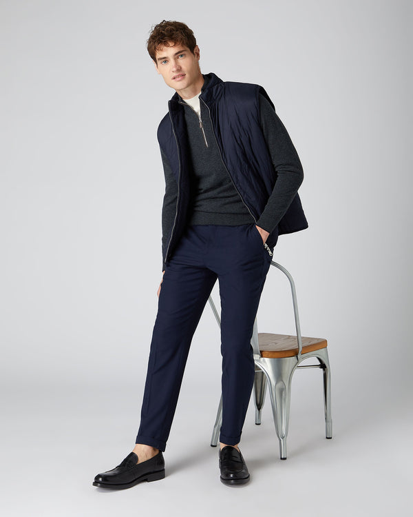 N.peal Men's Carnaby Half Zip Cashmere Sweater In Dark Charcoal Grey