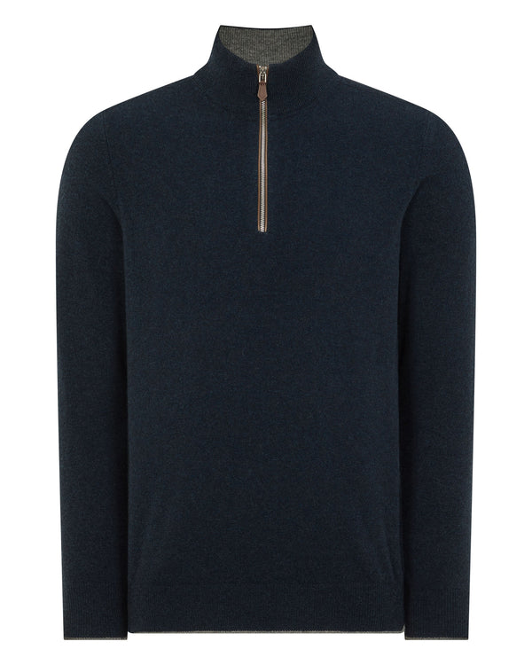 N.peal Men's Carnaby Half Zip Cashmere Sweater In Indigo Blue