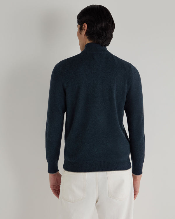 N.peal Men's Carnaby Half Zip Cashmere Sweater In Indigo Blue