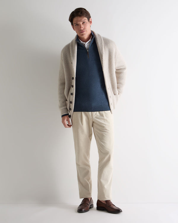 N.peal Men's Carnaby Half Zip Cashmere Sweater In Light Denim Blue