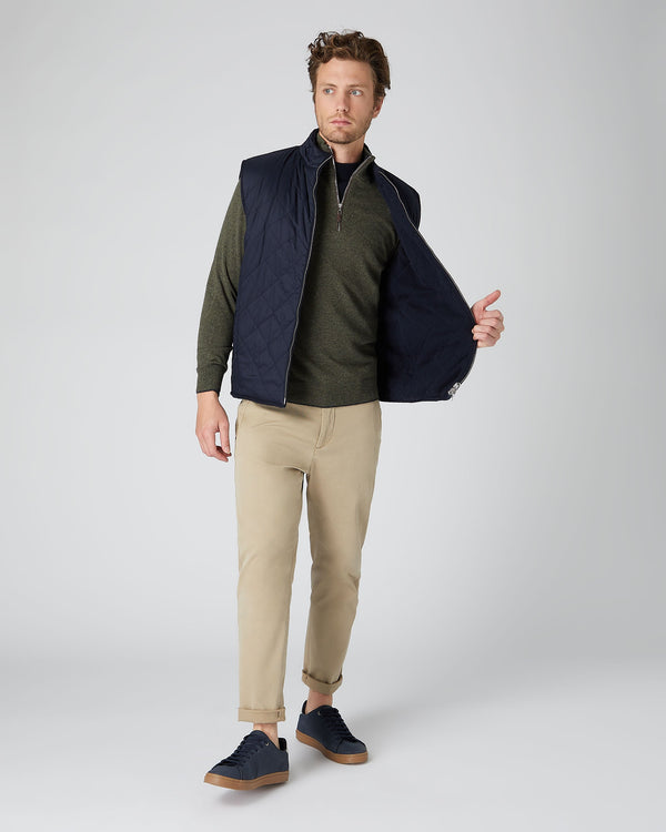 N.peal Men's Carnaby Half Zip Cashmere Sweater In Moss Green