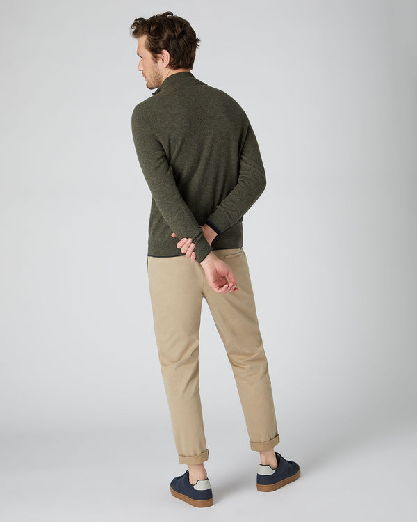 N.peal Men's Carnaby Half Zip Cashmere Sweater In Moss Green