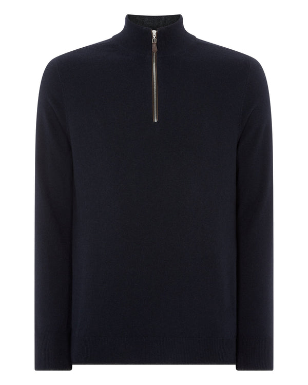 N.peal Men's Carnaby Half Zip Cashmere Sweater In Navy Blue