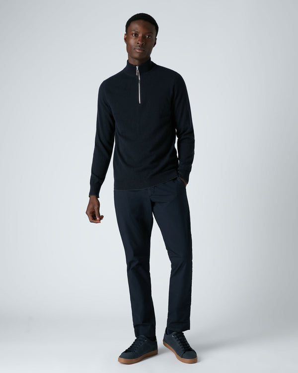N.peal Men's Carnaby Half Zip Cashmere Sweater In Navy Blue
