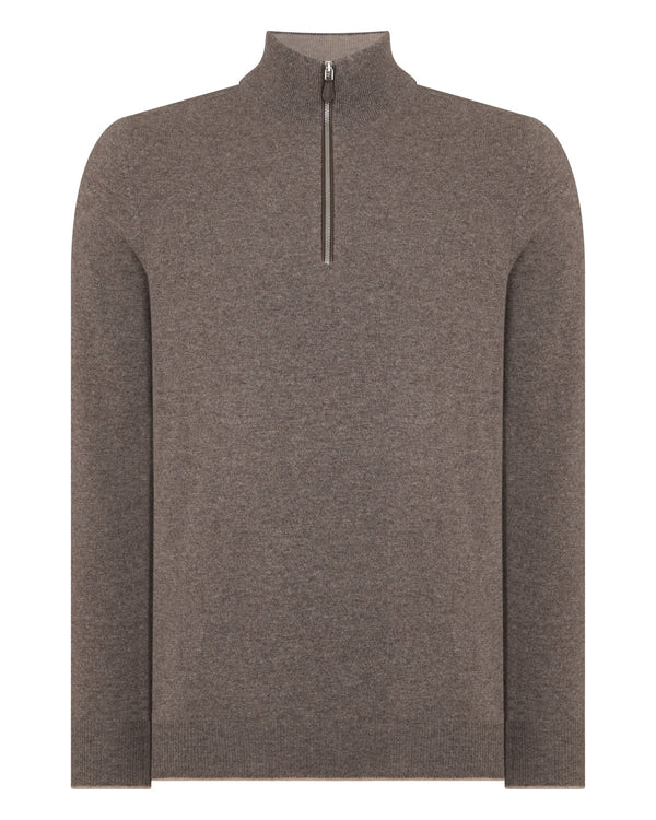 N.peal Men's Carnaby Half Zip Cashmere Sweater In Otter Brown