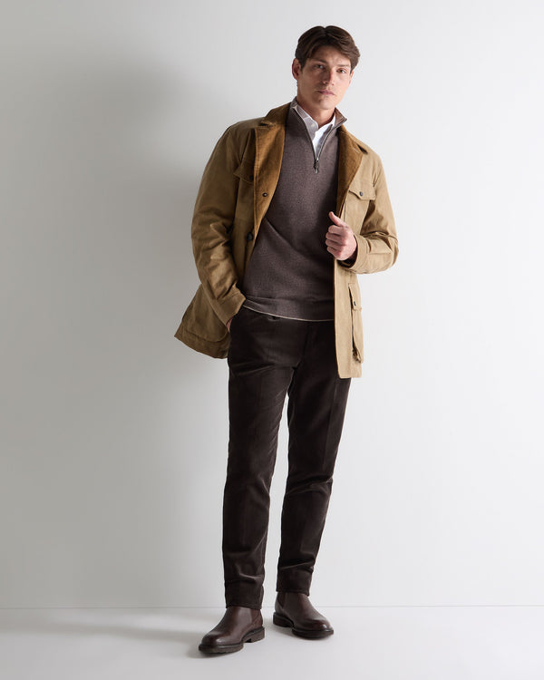 N.peal Men's Carnaby Half Zip Cashmere Sweater In Otter Brown