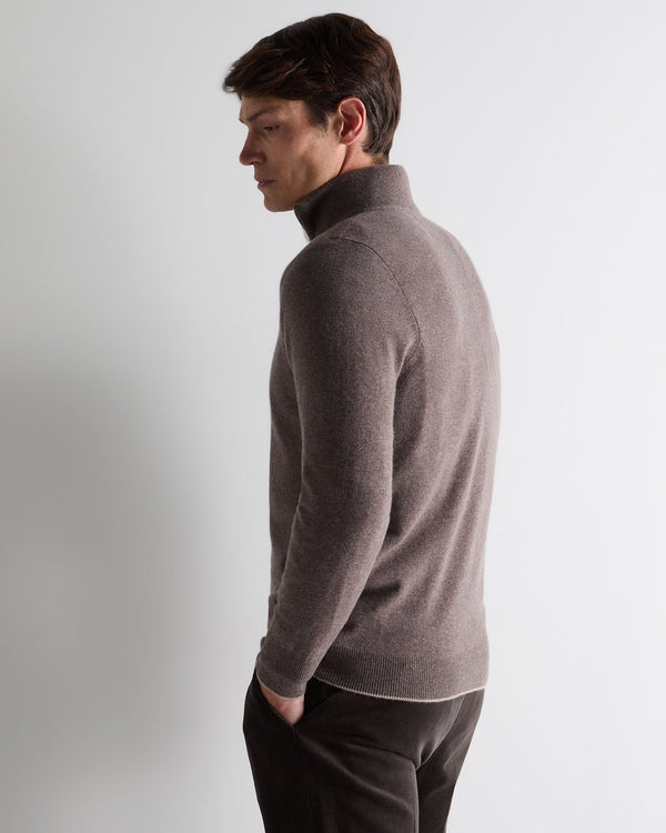 N.peal Men's Carnaby Half Zip Cashmere Sweater In Otter Brown