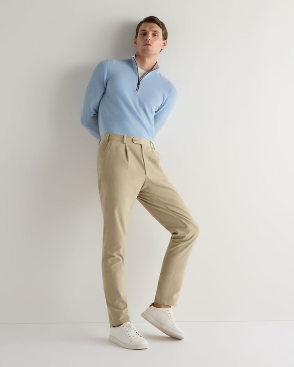 N.peal Men's Carnaby Half Zip Cashmere Sweater In Sea Mist Blue