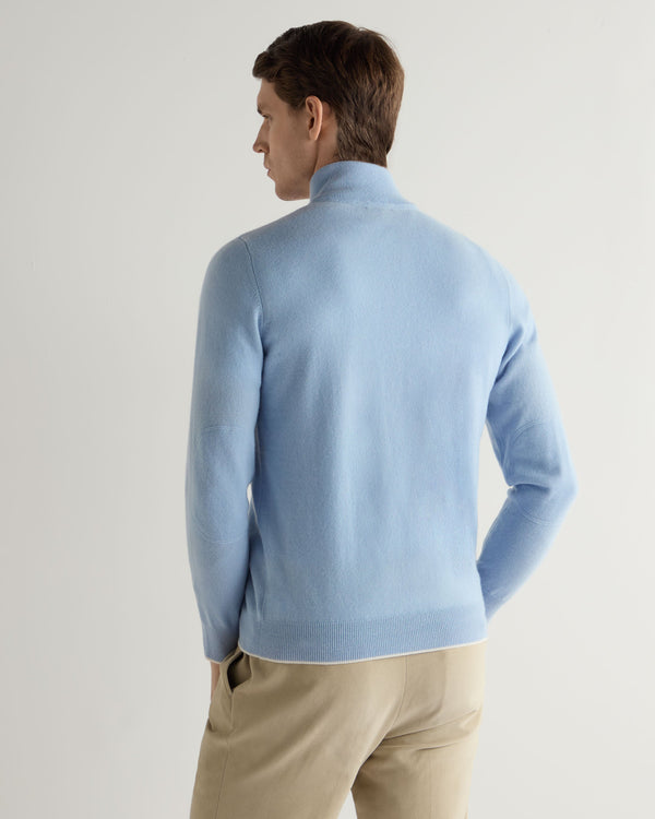 N.peal Men's Carnaby Half Zip Cashmere Sweater In Sea Mist Blue