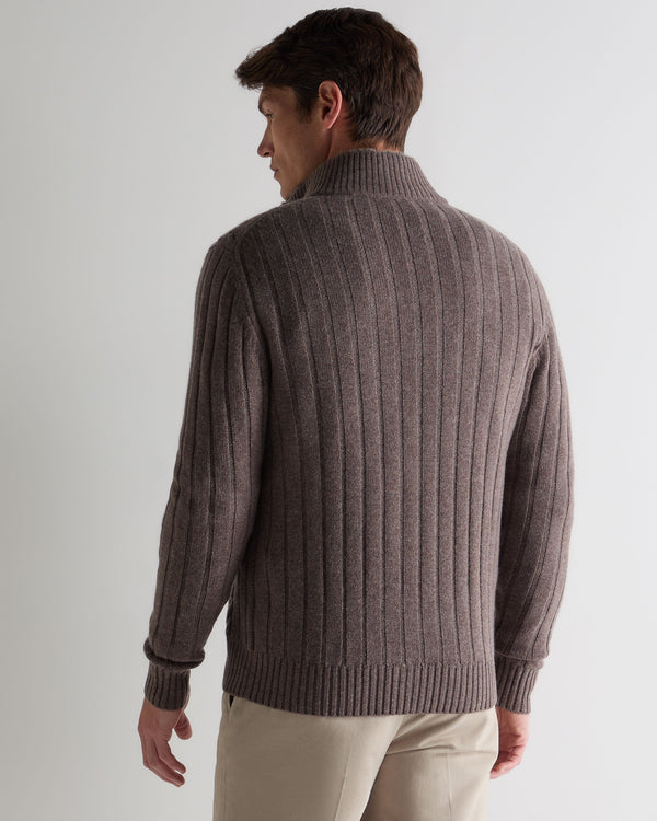 N.peal Men's Colorado Cable Fur Trim Cashmere Jacket In Otter Brown