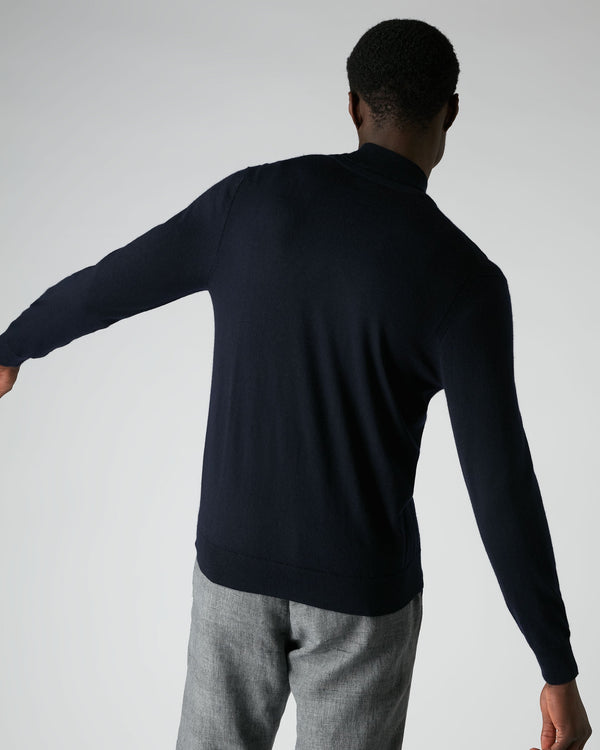 N.peal Men's Conduit Fine Gauge Cashmere V Neck Sweater In Navy Blue