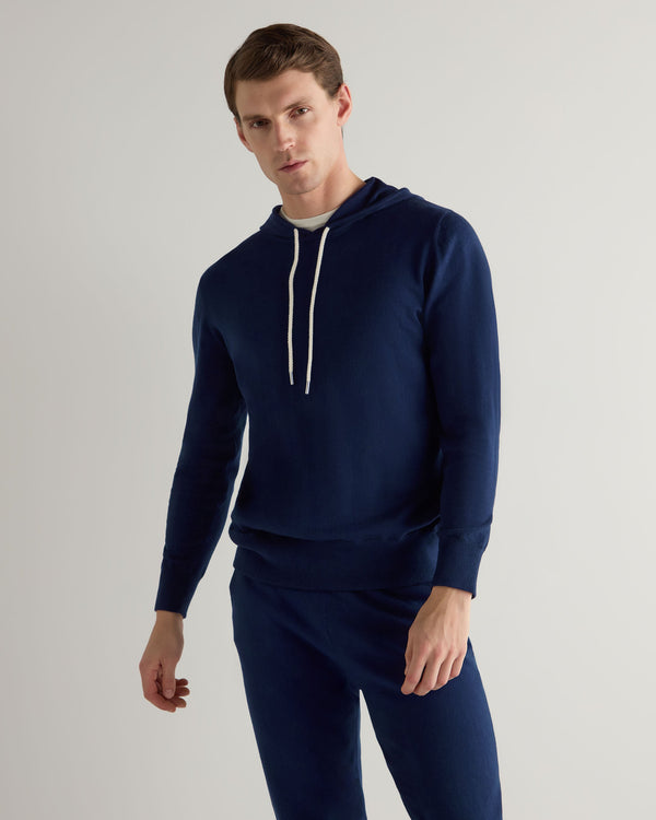 n.peal Men's Cotton Cashere Silk Hoodie In French Blue