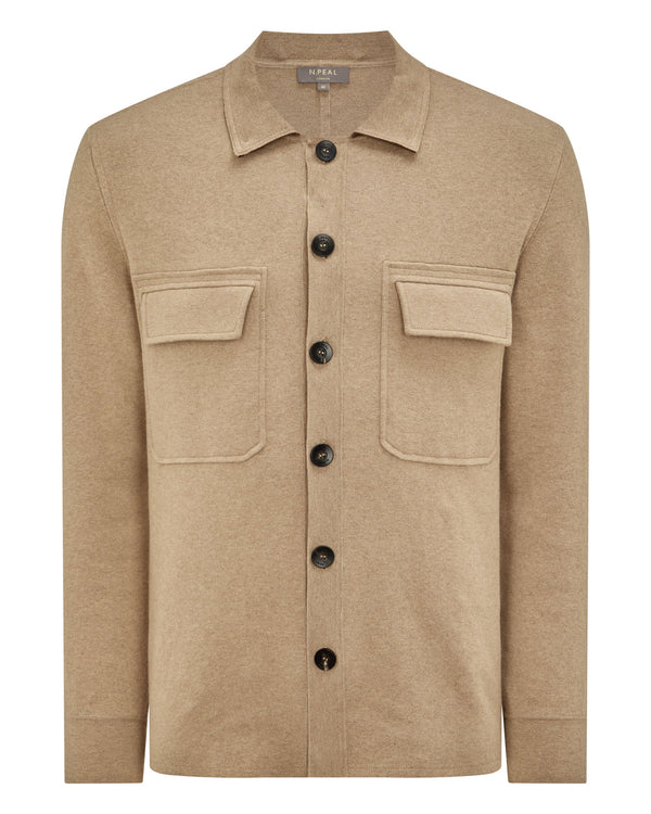 N.peal Men's Cotton Cashmere Overshirt In Taupe Brown