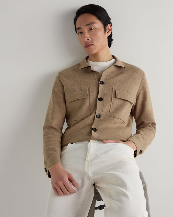 n.peal Men's Cotton Cashmere Overshirt In Taupe Brown