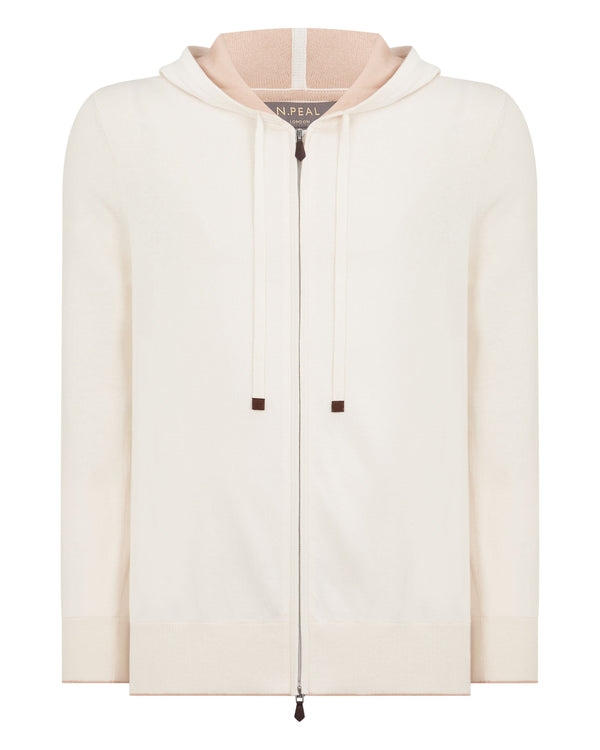N.peal Men's Cotton Silk Cashmere Hoodie In New Ivory White