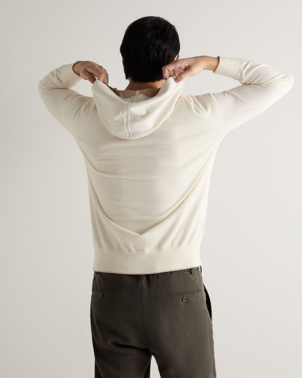 N.peal Men's Cotton Silk Cashmere Hoodie In New Ivory White