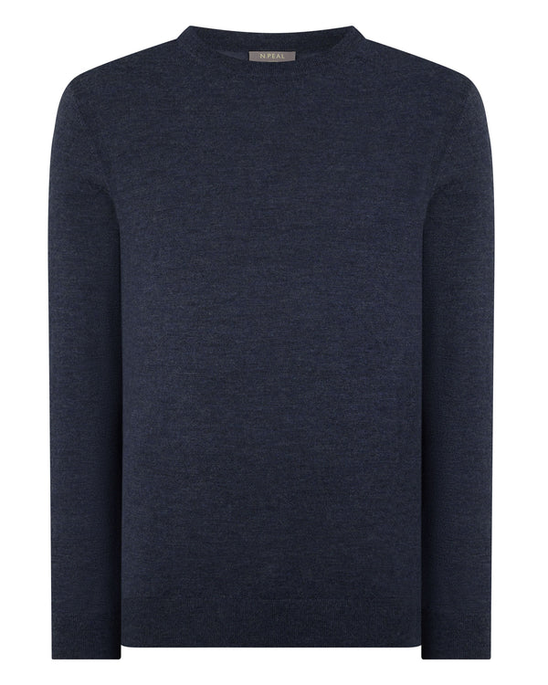 N.peal Men's Covent Fine Gauge Cashmere Round Neck Sweater In Indigo Blue