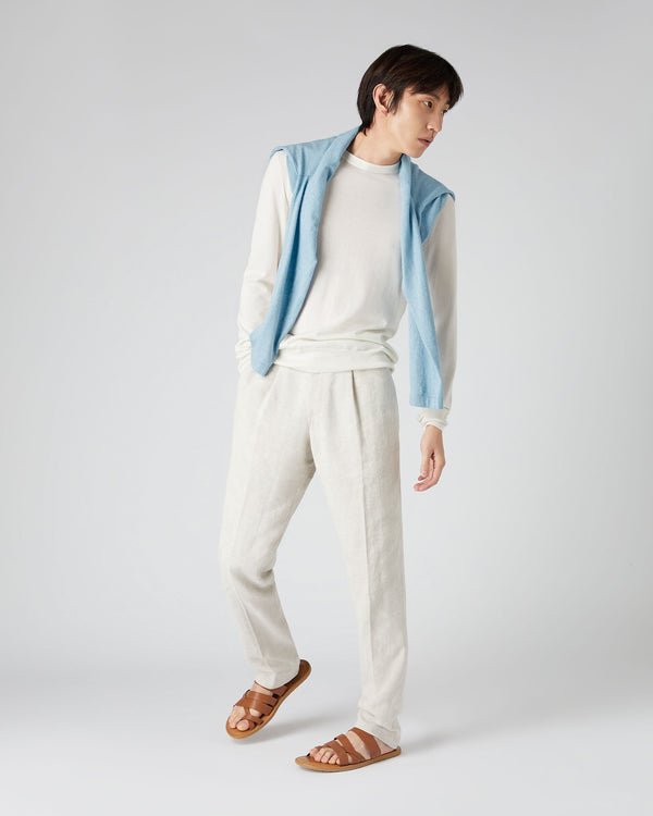 N.peal Men's Covent Fine Gauge Cashmere Round Neck Sweater In New Ivory White