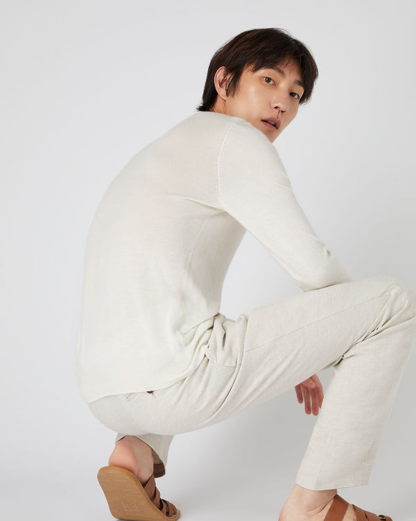 N.peal Men's Covent Fine Gauge Cashmere Round Neck Sweater In New Ivory White