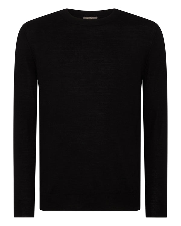 N.peal Men's Covent Fine Gauge Cashmere Round Neck Sweater In Black
