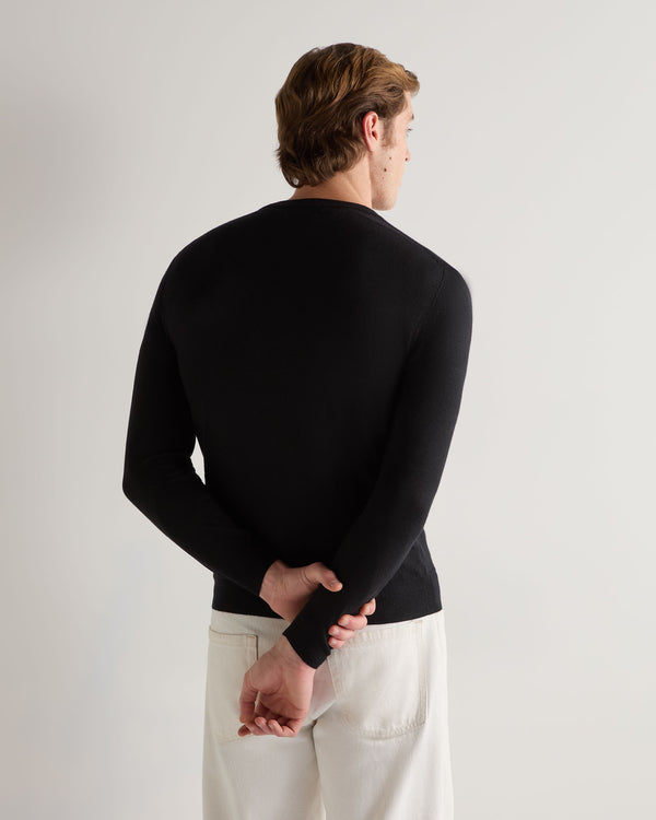 N.peal Men's Covent Fine Gauge Cashmere Round Neck Sweater In Black