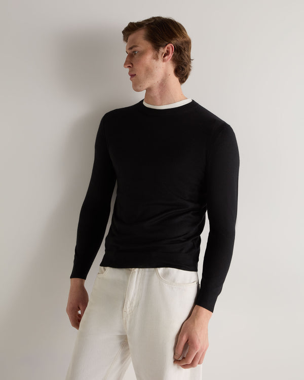 n.peal Men's Covent Fine Gauge Cashmere Round Neck Sweater In Black
