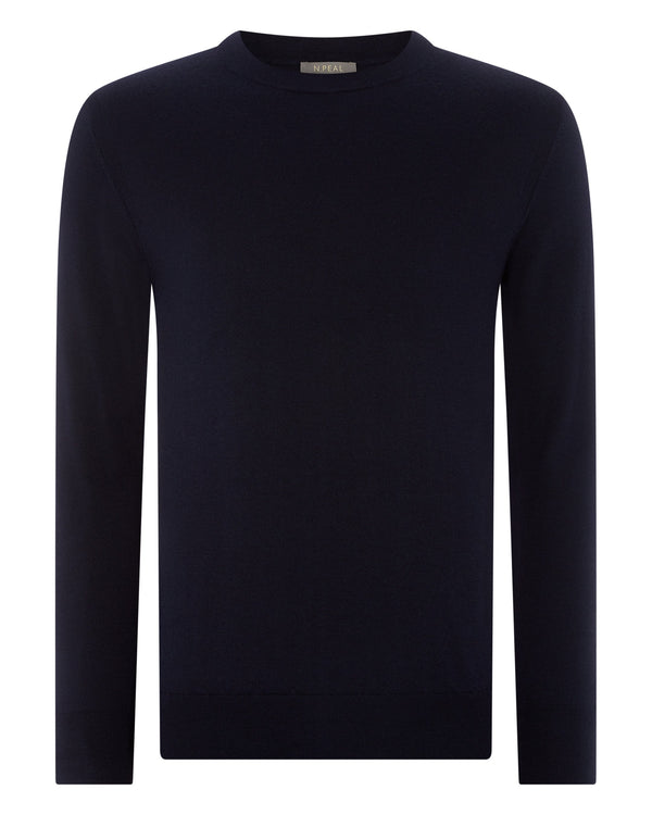 N.peal Men's Covent Fine Gauge Cashmere Round Neck Sweater In Navy Blue