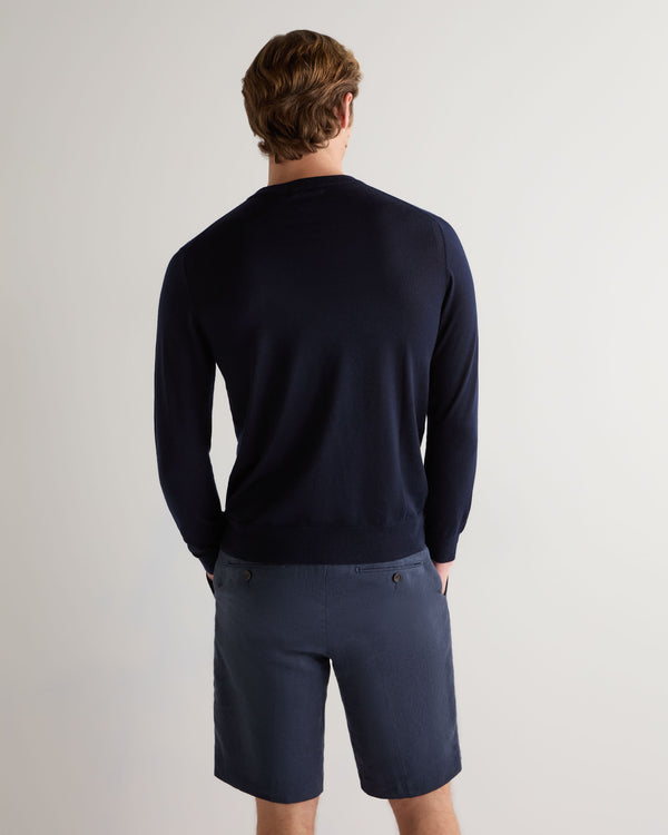N.peal Men's Covent Fine Gauge Cashmere Round Neck Sweater In Navy Blue