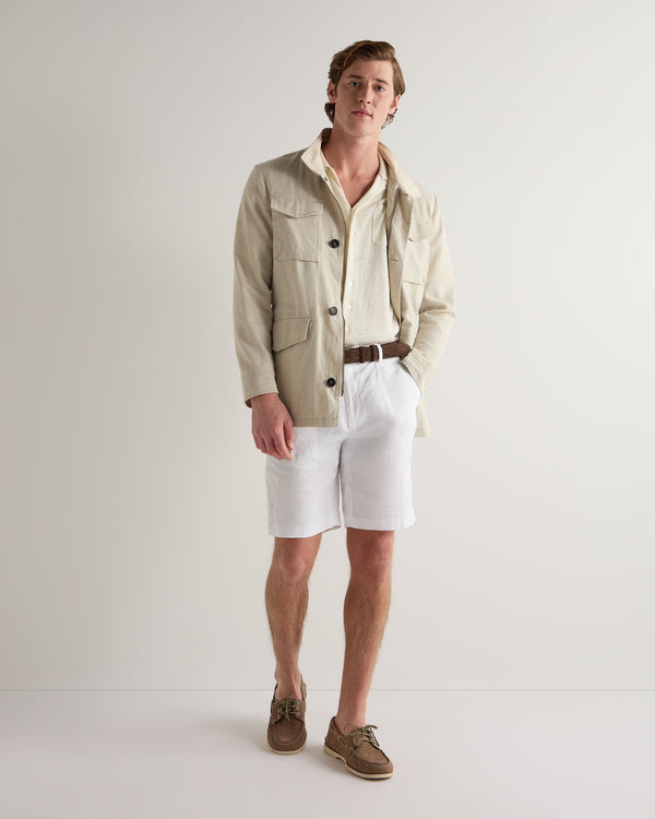 N.peal Men's Cuban Relaxed Linen Collar Shirt In New Ivory White