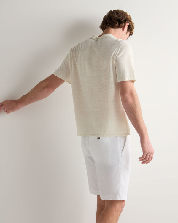 N.peal Men's Cuban Relaxed Linen Collar Shirt In New Ivory White