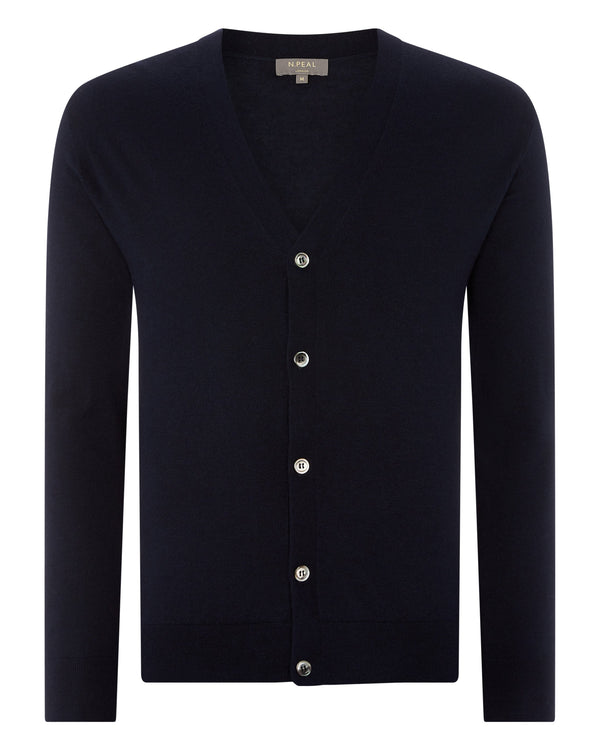 N.peal Men's Curzon Fine Gauge Cashmere Cardigan In Navy Blue