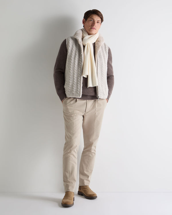 N.peal Men's Dolomiti Cable Fur Gilet In Ash Grey Marl