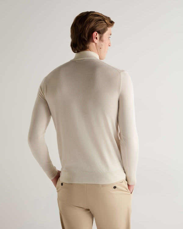 N.peal Men's Fine Gauge Cashmere Turtle Neck Sweater In New Ivory White