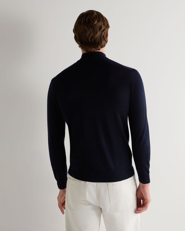N.peal Men's Fine Gauge Cashmere Turtle Neck Sweater In Navy Blue