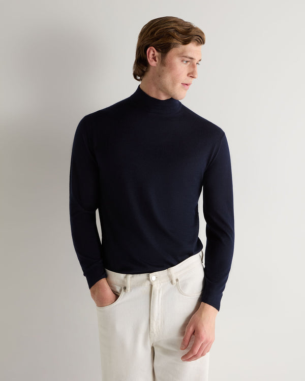 n.peal Men's Fine Gauge Cashmere Turtle Neck Sweater In Navy Blue