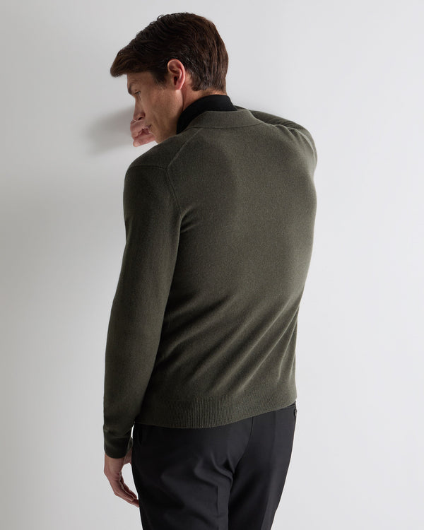 N.peal Men's Greenwich Cashmere Polo Shirt In Arabica Khaki Green