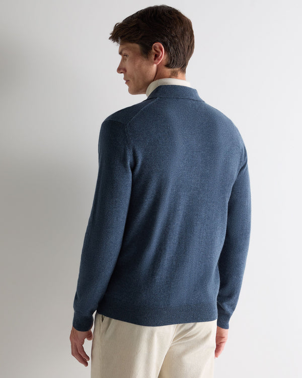 N.peal Men's Greenwich Cashmere Polo Shirt In Light Denim Blue