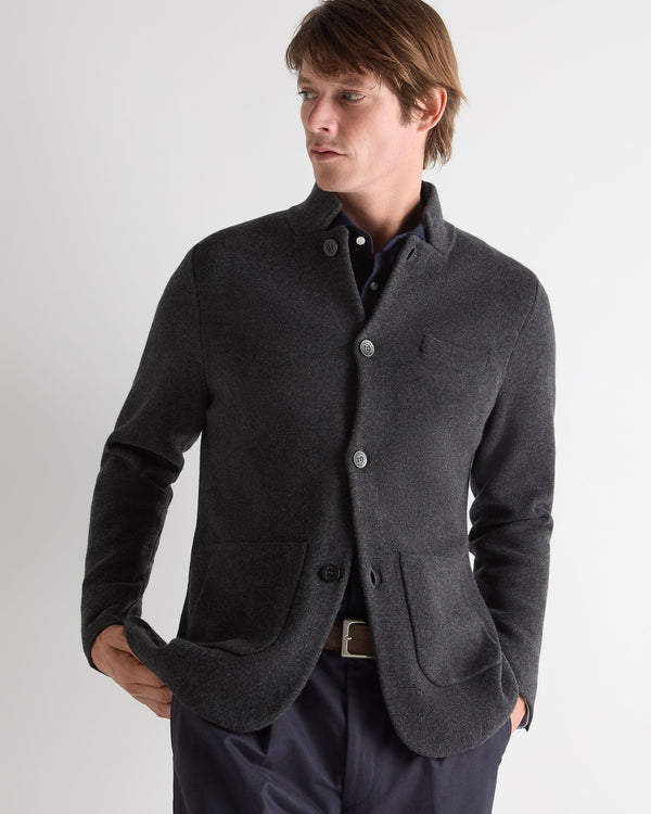 n.peal Men's Grosvenor Milano Cashmere Jacket In Deep Charcoal Grey